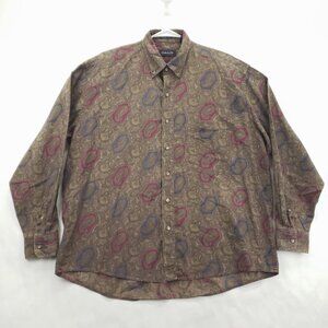 Vintage Gant Shirt Mens Large Brown Paisley Long Sleeve Chelsea Twill Button-Up